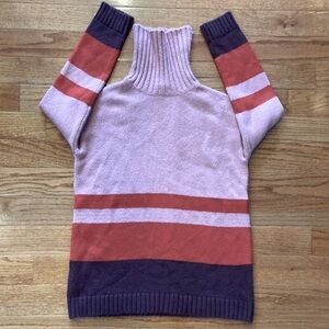 Ann Taylor Pink Red Colorblock Turtleneck Sweater Women Size medium